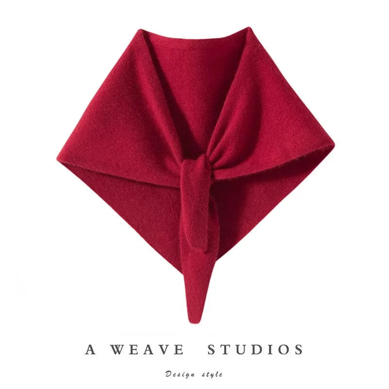 Red / One Size CHICUU Women 100% Cashmere Scarf Spring Autumn Triangular Scarf Cashmere Knitwear Luxury Grace Simple Style Scarf Pure Color