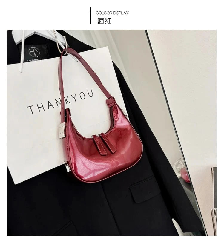 Red Underarm Women's Bag Bright color New Women's Portable Small Square Zipper Bag Single Shoulder Messenger Bag