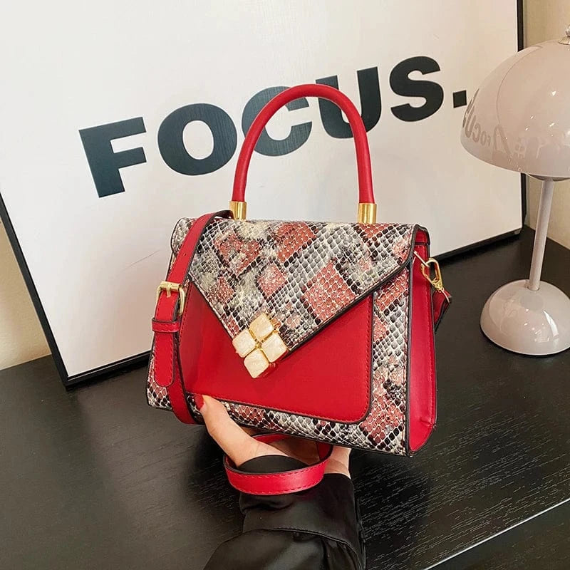 Red Wholesale New Fashion Handbags 2024 Light Lady Snake Pattern Square Bags Lady Design Purses For Woman