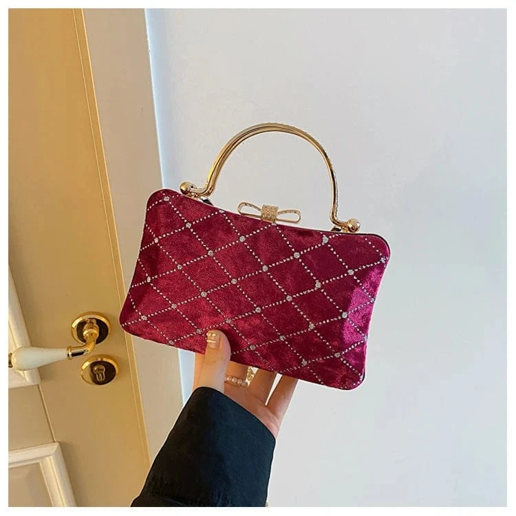 Red Wholesale New Fashion Velvet Ladies Box Bags Handbag Shoulder Crossbody Luxury Women Hand Dinner Bags For Party