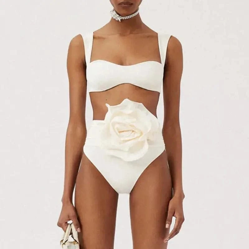 RedPeony Bathing Suit Beachwear Biquini Two-Pieces Women Floral Lace Up 2024 Push-Up White Bikini Set Swimsuit Swimwear