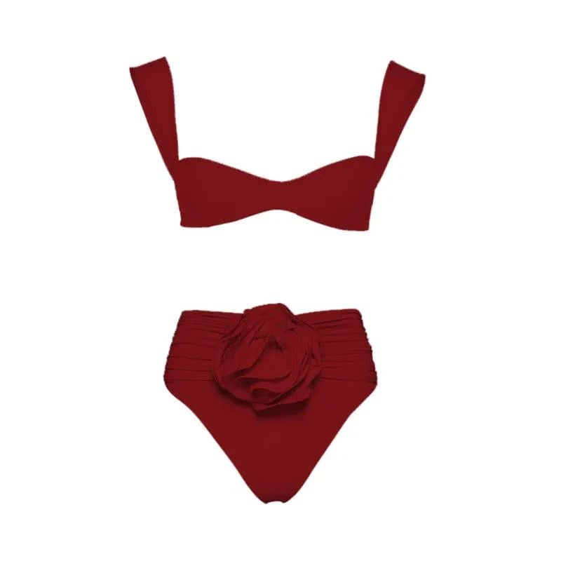RedPeony Bathing Suit Beachwear Biquini Two-Pieces Women Floral Lace Up 2024 Push-Up White Bikini Set Swimsuit Swimwear