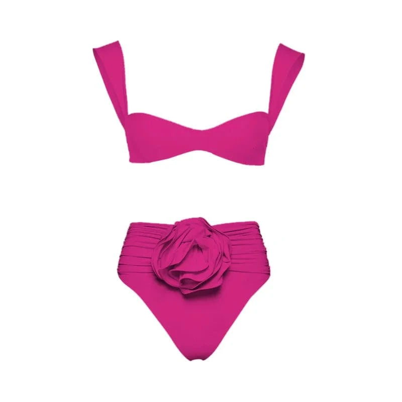 RedPeony Bathing Suit Beachwear Biquini Two-Pieces Women Floral Lace Up 2024 Push-Up White Bikini Set Swimsuit Swimwear