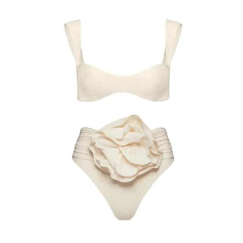 RedPeony Bathing Suit Beachwear Biquini Two-Pieces Women Floral Lace Up 2024 Push-Up White Bikini Set Swimsuit Swimwear