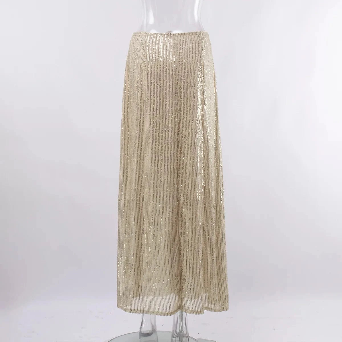 RedPeony Elastic Band Midi Long Sexy Skirt 2023 Women Sexy Club High Fashion A Line High Waisted Hippie Skirts Sequin Skirts
