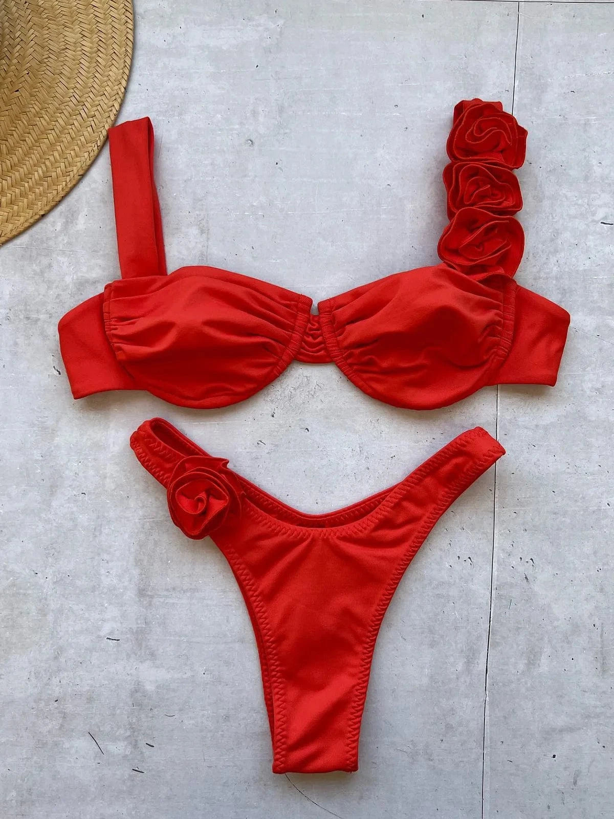 RedPeony Sexy Female Swimwear Floral Bathing Suit Biquini Swimming Suits 2024 New Womens Swimsuit Lace Up Bikini Bikinis S