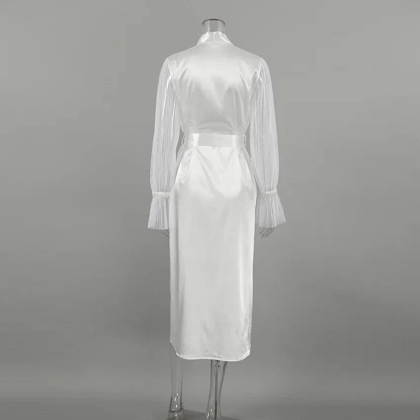 RedPeony Solid Robes New Wide Sleeves Wedding Gown for Bride 2023 White Women's Gown Satin Silk Party Dress Bridal Long Robe