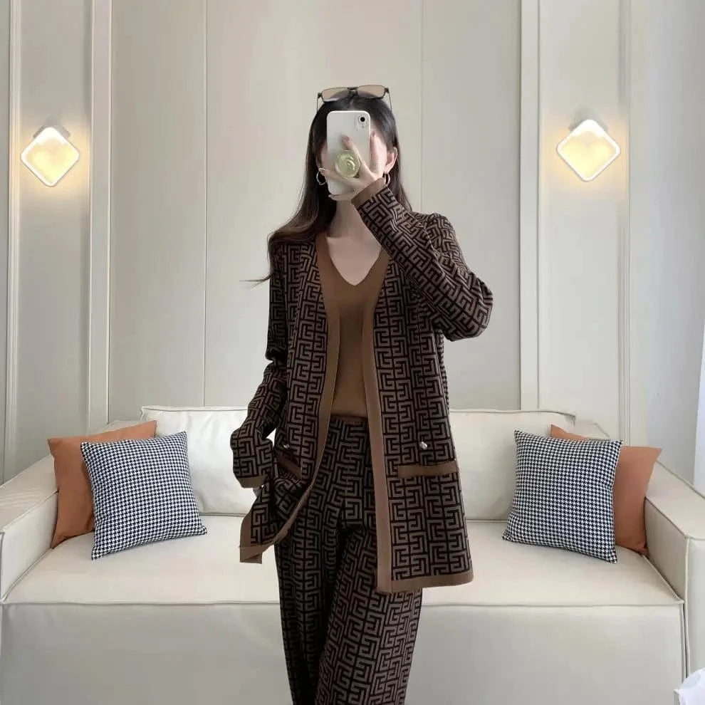 RedPeony Women Knitted Suit Knit Cardigan Women Bandage Cardigan Luxury Cardigan
