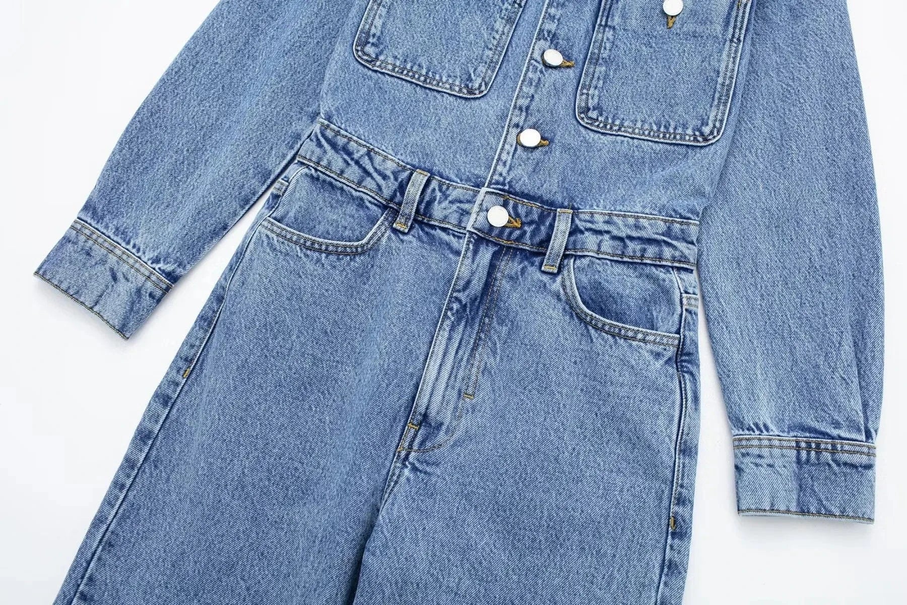 RedPeony Y2k Streetwear Turn Down Collar Jumpsuit Women's Jeans Overalls Long Sleeve Elegant Jumpsuits 2023 Women Denim Jumpsuit