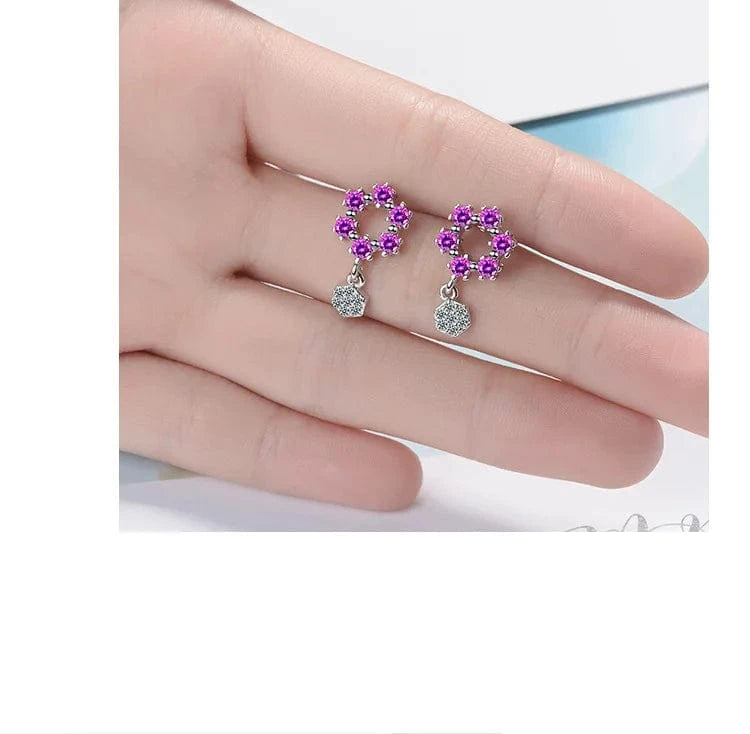 Refined Chic Dainty Women Drop Earrings Color Geometric Gems Jewelry Double Hollow Hexagon Earring