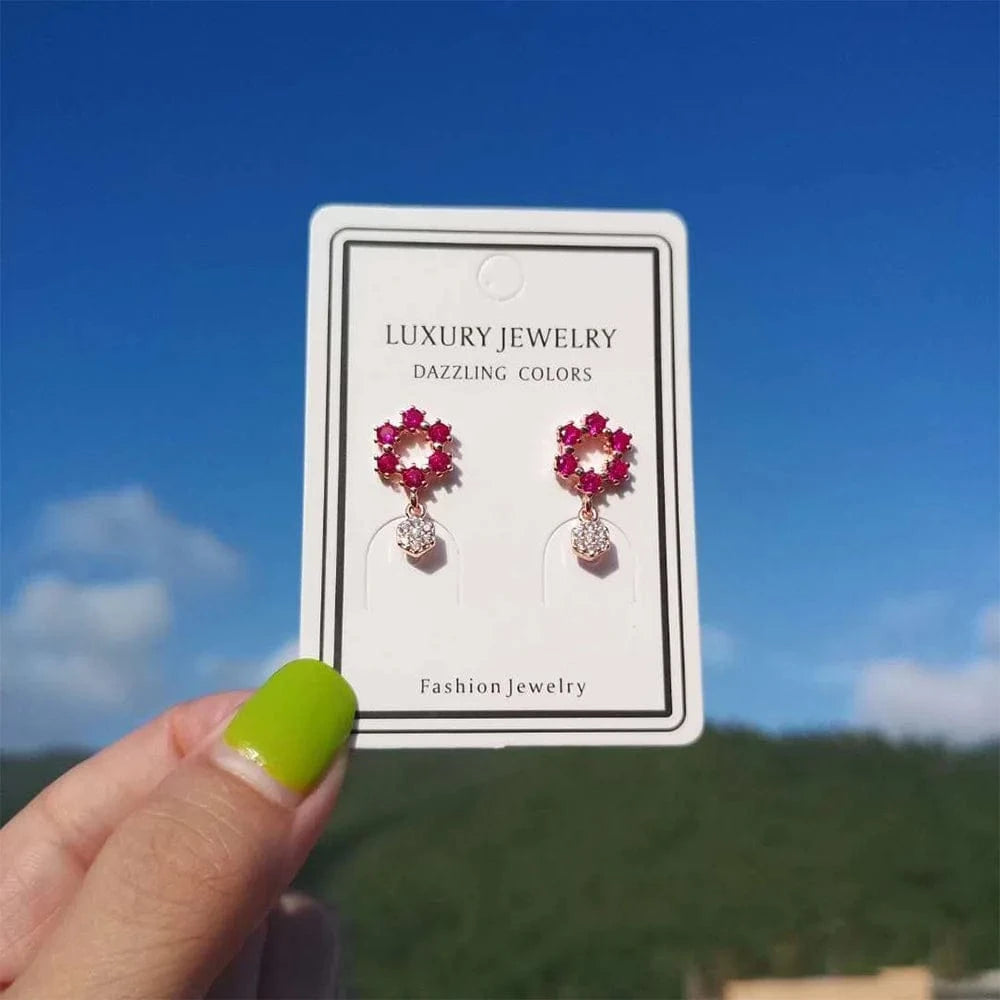 Refined Chic Dainty Women Drop Earrings Color Geometric Gems Jewelry Double Hollow Hexagon Earring