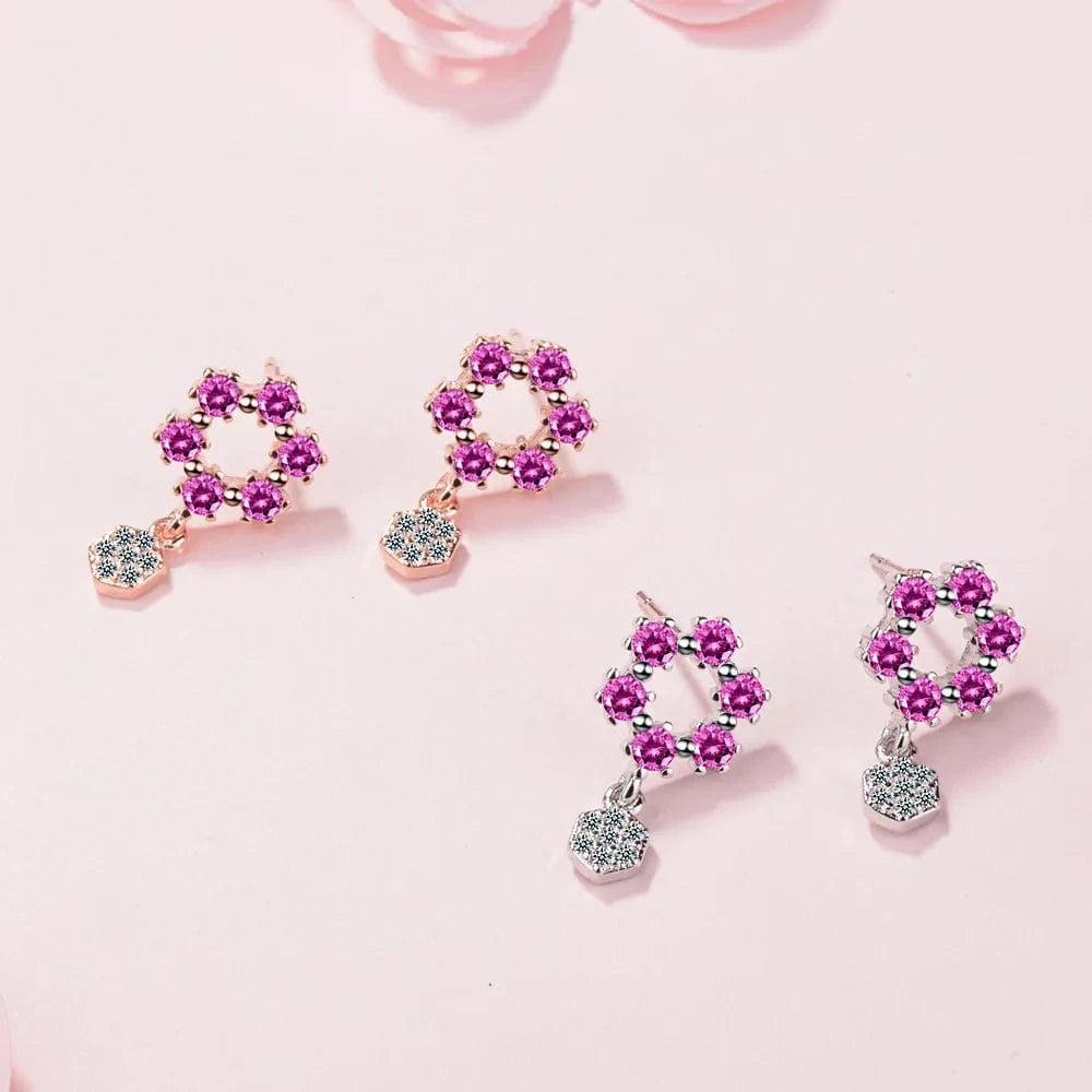 Refined Chic Dainty Women Drop Earrings Color Geometric Gems Jewelry Double Hollow Hexagon Earring