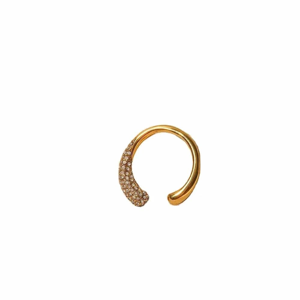 Resizable / Cute / R2076 R2076 Irregular Waterdop Shiny Small Cubic Zirconia 18K Gold Plated Stainless Steel Adjustable Rings