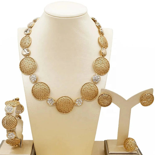 resizable / Gold 2024 Luxury Jewelry Set Wedding Gifts Jewellery Set Gold Hot Selling Fashion Indian Womens Women's Ethnic Zircon Geometric Fantastic