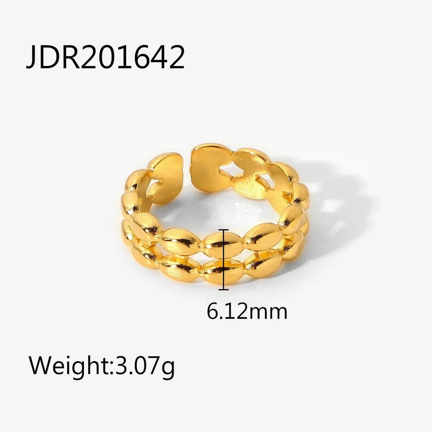 Resizable / luxury / R2884 R2820 Ins Popular 18K Gold Plated Snake Green Stone Cross Ring Stainless Steel Layer Emerald Open Rings