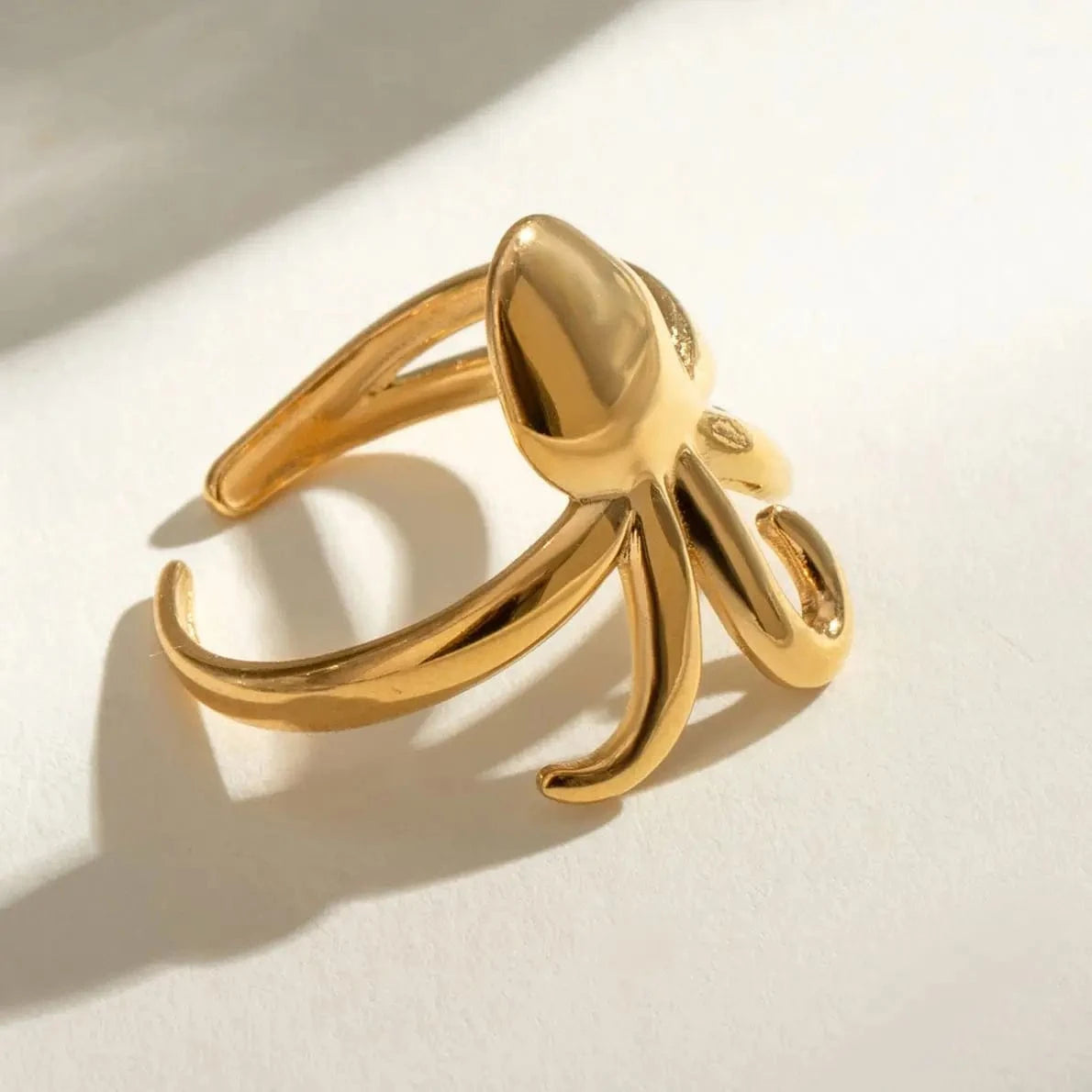 Resizable / minimalist / R2433 R2433 Octopus Tentacle Open Ring 18k Stainless Steel Unique Sea-Inspired Adjustable Design Rings
