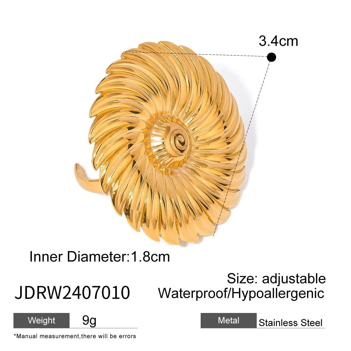 Resizable / minimalist / R2501 R2501 Designer Jewelry 18K Gold Stainless Steel Rings Women Round Thread Big Flower Open Rings