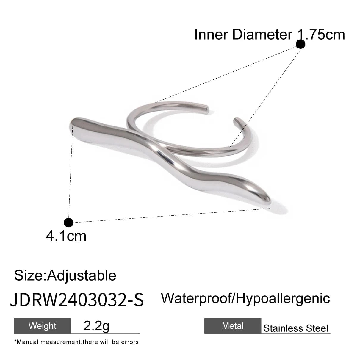 Resizable / minimalist / R2647S R2647 Simple 18K Gold Plated Rings Jewelry Women Stainless Steel Adjustable Corrugated Line Open Rings