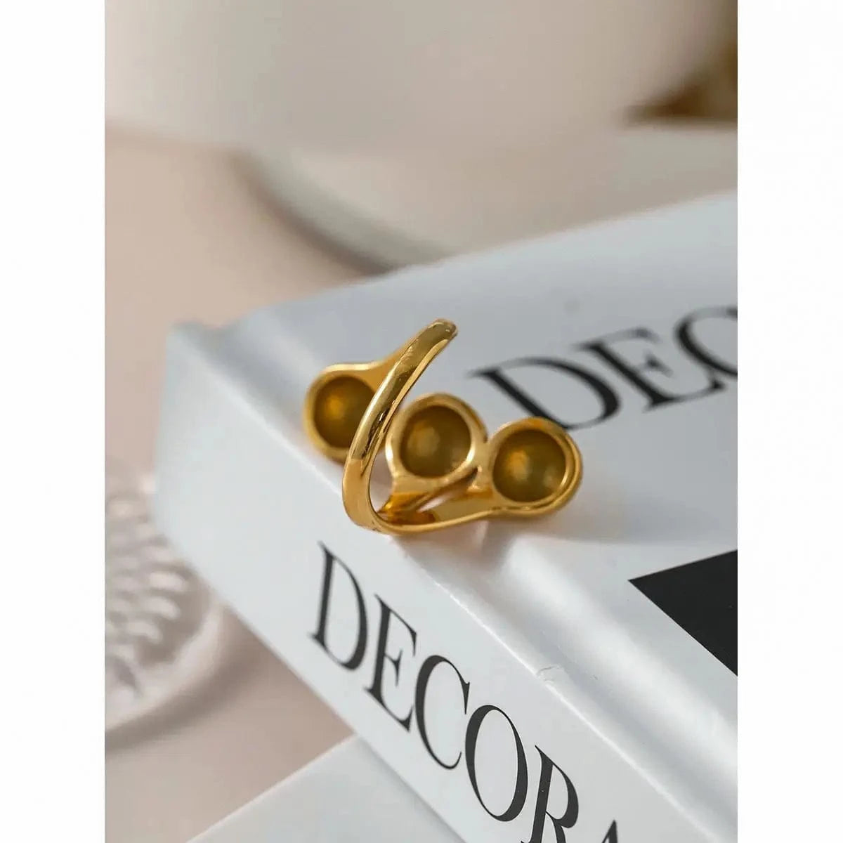Resizable / minimalist / R2657 R2657 Designer 18K Gold Plated Stainless Steel Irregular Statement Ring Women Geometric Simple Open Rings