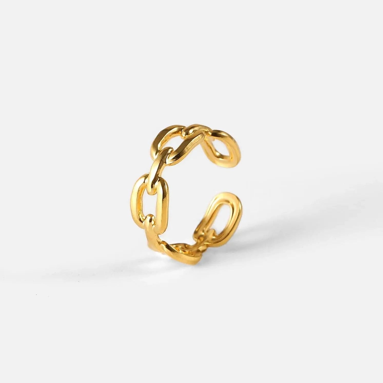 Resizable / R2107 R2107 Square buckled Chain Open Rings Stainless Steel Jewelry Simple Chain Rings For Women Party Gift