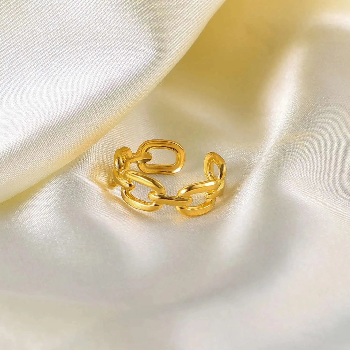Resizable / R2107 R2107 Square buckled Chain Open Rings Stainless Steel Jewelry Simple Chain Rings For Women Party Gift