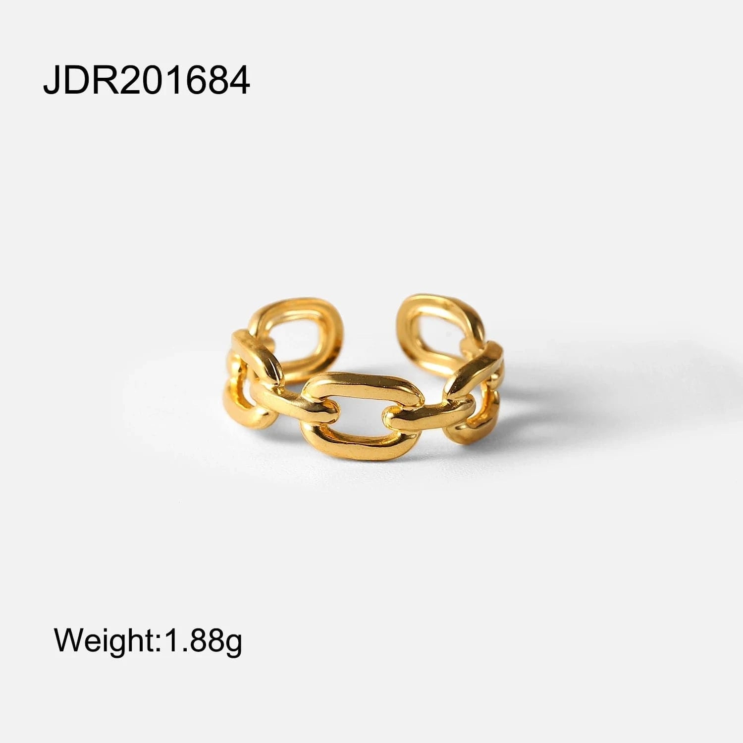 Resizable / R2107 R2107 Square buckled Chain Open Rings Stainless Steel Jewelry Simple Chain Rings For Women Party Gift