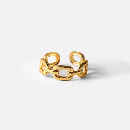 Resizable / R2107 R2107 Square buckled Chain Open Rings Stainless Steel Jewelry Simple Chain Rings For Women Party Gift