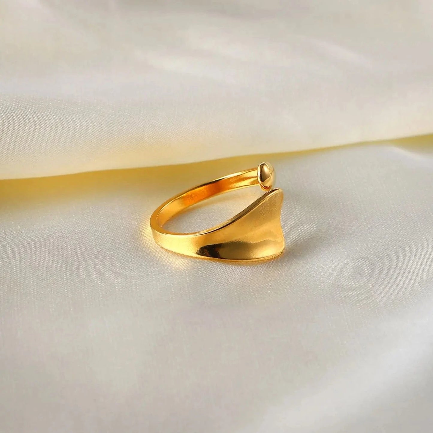 Resizable / R2108 R2108 Simple Stainless Steel 18K Gold Plated Adjustable Rings Finger Jewelry Irregular Geometric Chunky Rings For Women