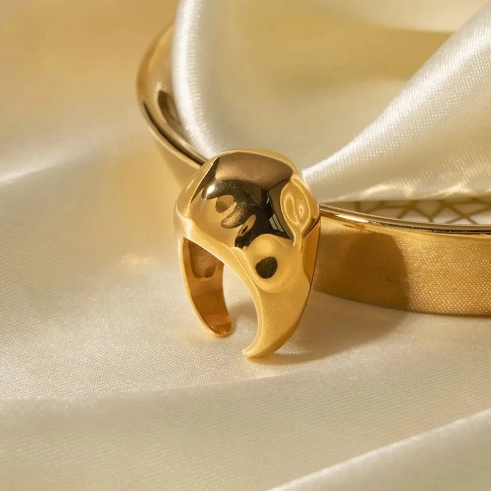 Resizable / Trendy / R1853 R1853 Waterproof 18K Gold Stainless Steel Anti-Tarnish Gold Ring Fashion Jewelry for Women Girls