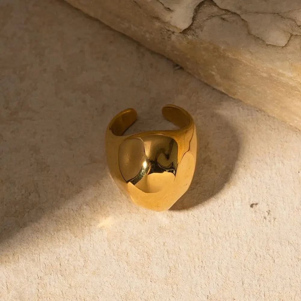 Resizable / Trendy / R1853 R1853 Waterproof 18K Gold Stainless Steel Anti-Tarnish Gold Ring Fashion Jewelry for Women Girls