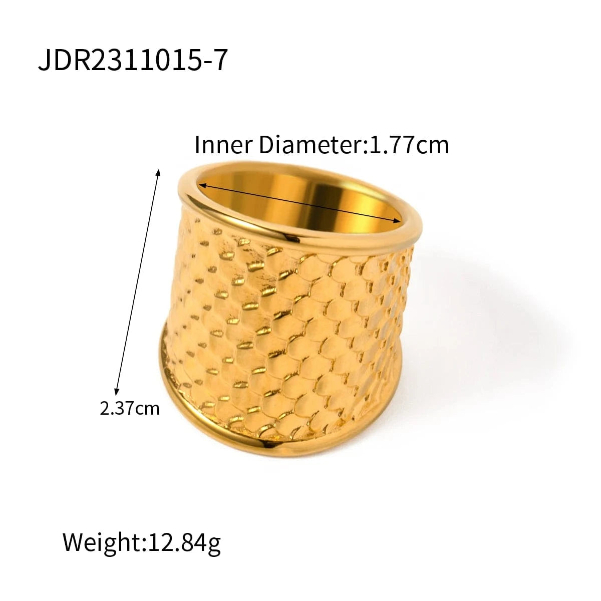 Resizable / TRENDY / R2690 R2690 Designer 18K PVD Gold Plated Fish Scale Rings 18k Real Stainless Steel Gold Plated Fashion Ring For Women