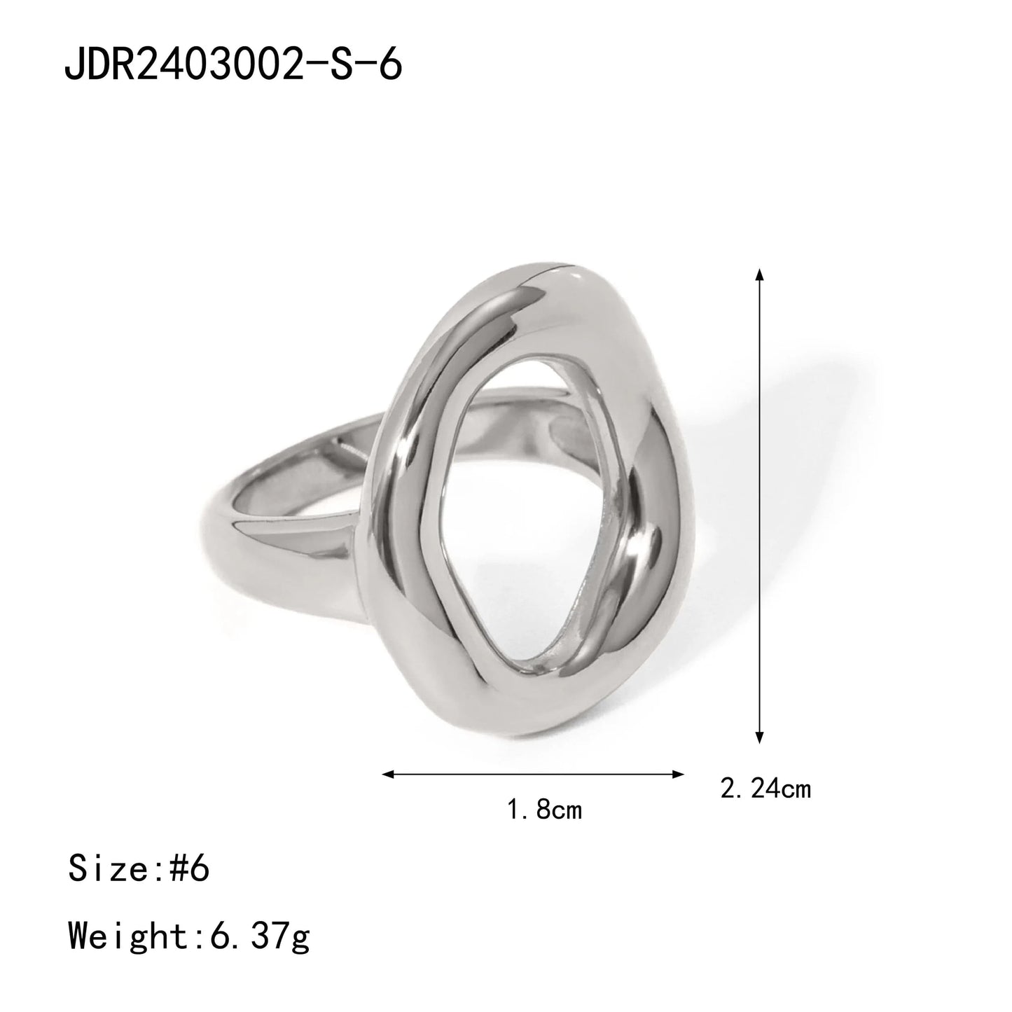 Resizable / Trendy / R3001 R2676 Minimalist Stainless steel 18K Gold Plated Rings For Women Fashion Irregular Oval Hollow Rings