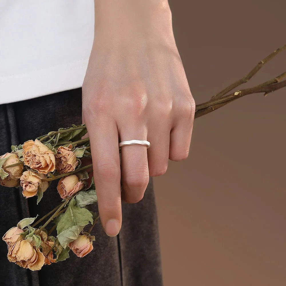 Resizable / YB-XY-359 Male Simple Frosted Twist Pattern S999 Sterling Silver Open Adjustable Lover Couples Rings For Women Jewelry Accessories YB-XY-359