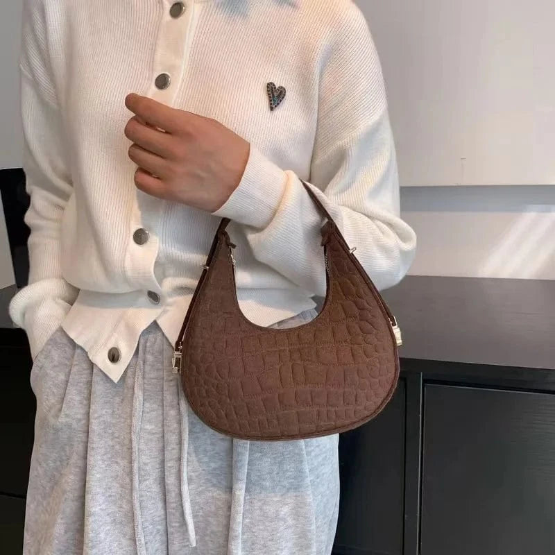 Retro fashion simple western handbag bag female 2024 autumn winter new Joker Korean felt cute girls women cloth bag