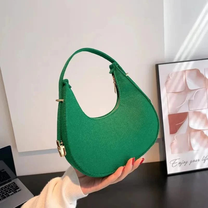 Retro fashion simple western handbag bag female 2024 autumn winter new Joker Korean felt cute girls women cloth bag