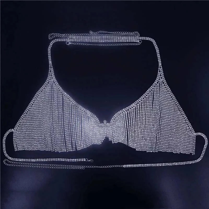 Rhinestone Bling Bikini Panties and Bra Sets Sexy Diamond Party Trendy Chain Body Jewelry