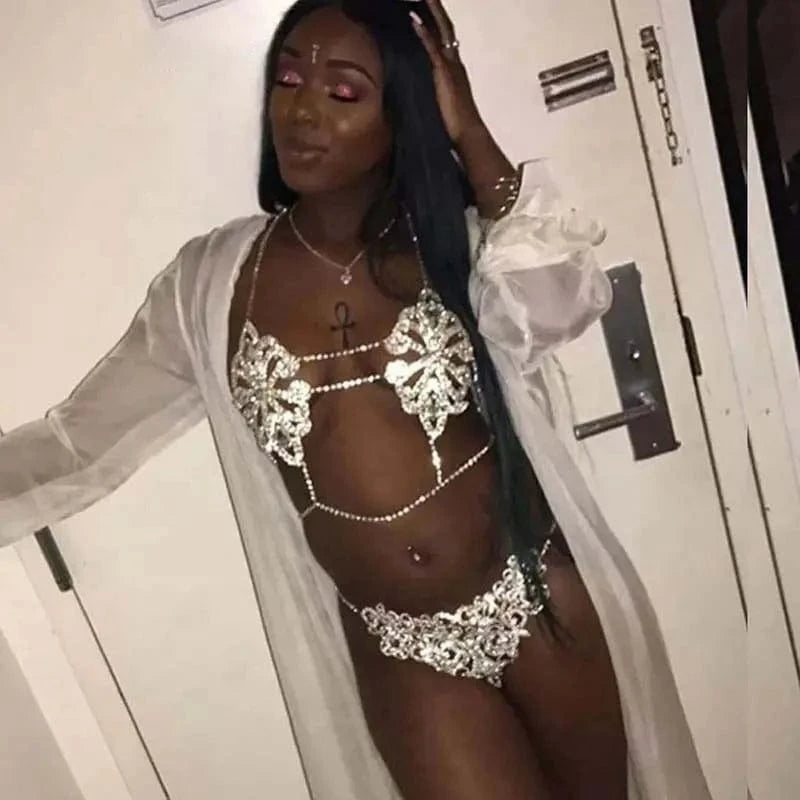 Rhinestone Crystal Bikini Chest Chain Body Chain Jewelry Accessory