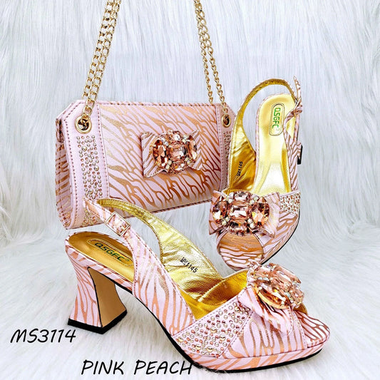 Rhinestone evening shoes african and bags to match purple matching clutch bag nigeria party set free shipping