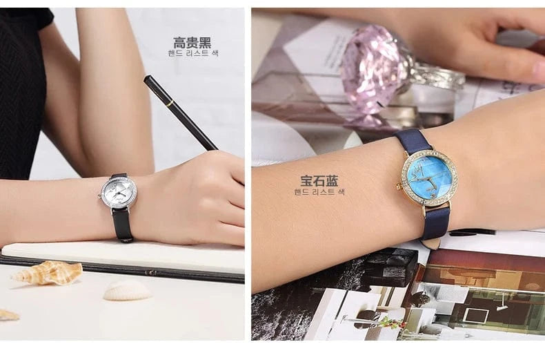 Rhinestones Julius Lady Women's Watch Fashion Hours Bracelet Real Leather Girl's Birthday Gift No Box