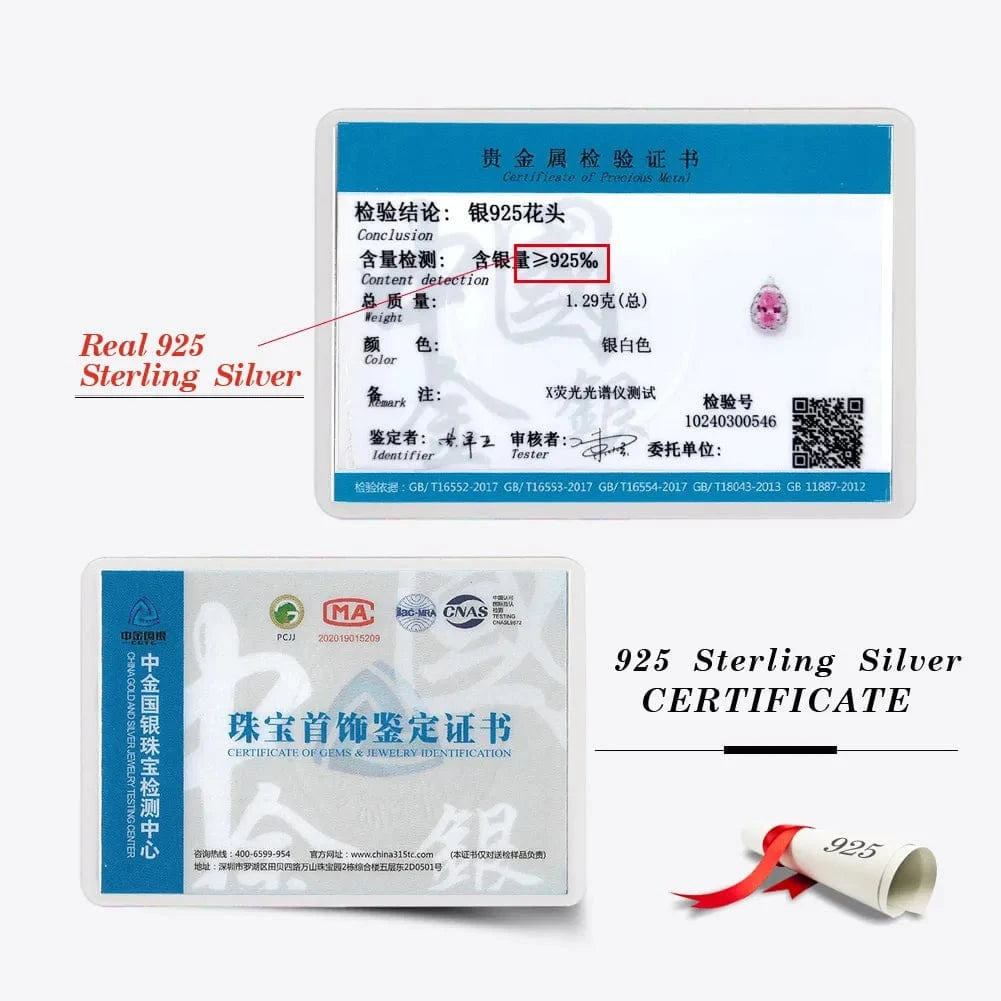 Rhodium Plated RINNTIN LMN09 Wholesale Elegant S925 Silver Earrings with Pear Cut 5A Pink Zirconia Stone Screw Back Fine Jewelry for Women