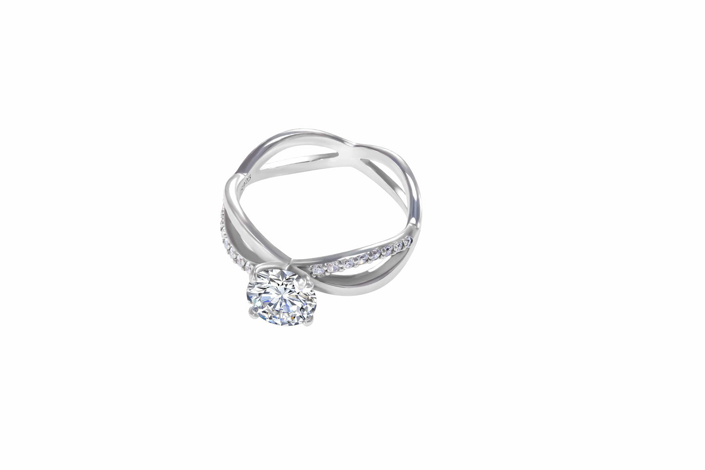 Ribbon connection surface inlaid engagement ring for wedding anniversary between sincere love