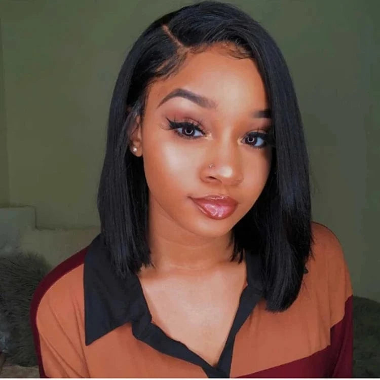 Right Side Part / 10 Inches Short Bob 4x4 Lace Closure Wig Wholesale Middle Left Right Side Part,100% Brazilian Human Hair Wig With Closure