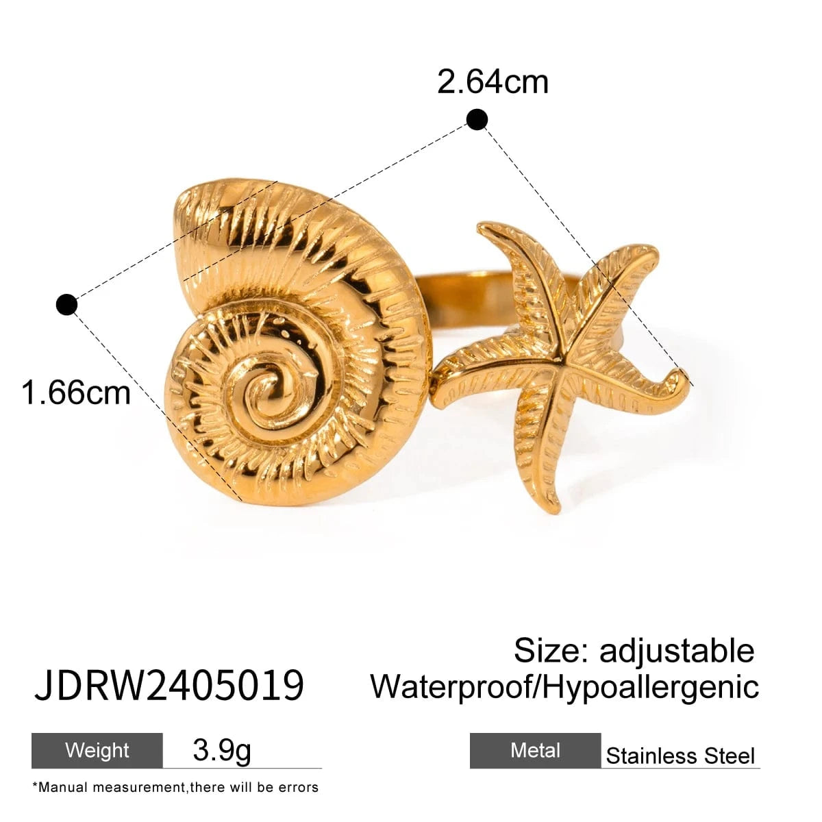 rings 2.64cm / R2545 / R2545 Starfish Conch Open Ring