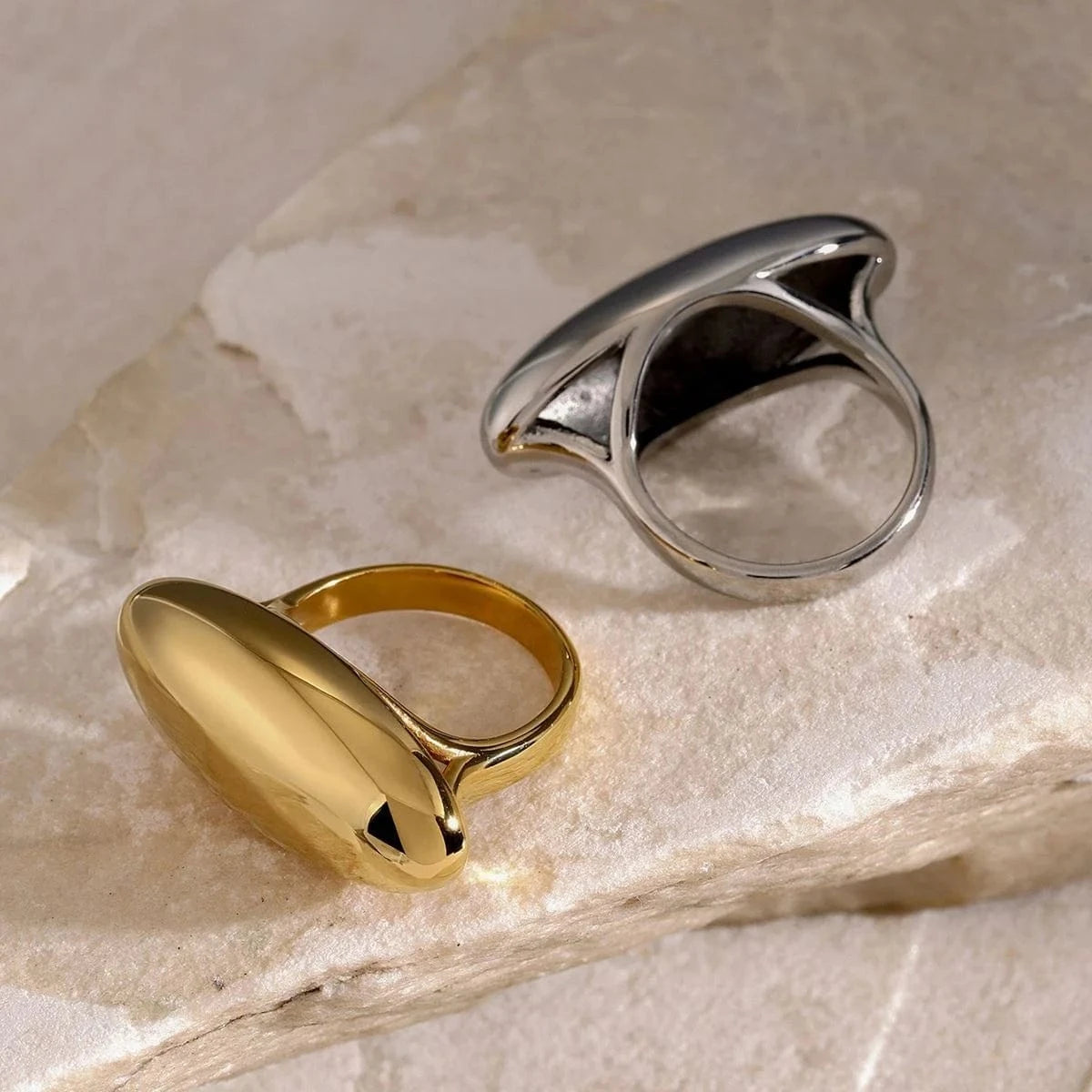 rings Geometric High Polished Chunky Punk Ring