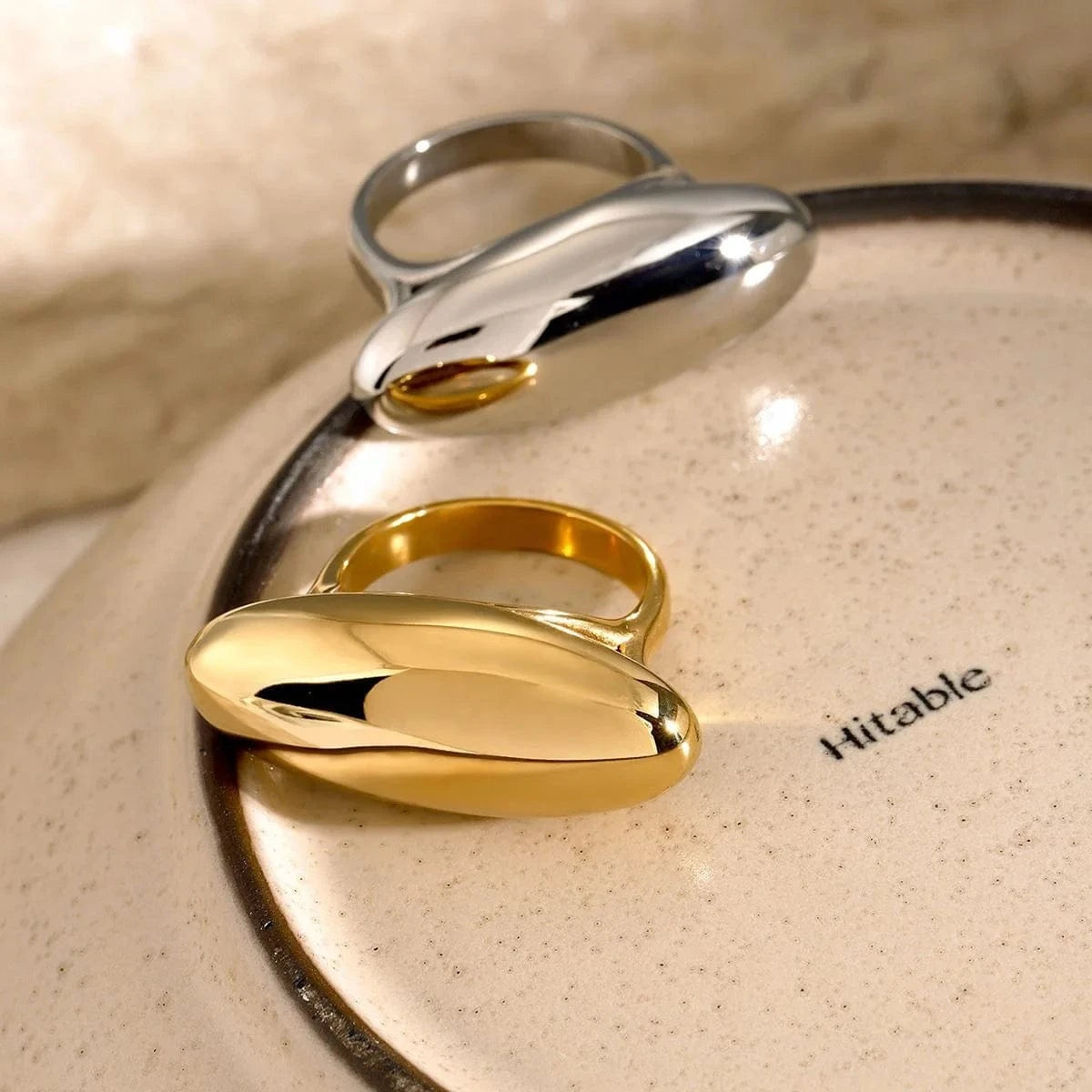 rings Geometric High Polished Chunky Punk Ring