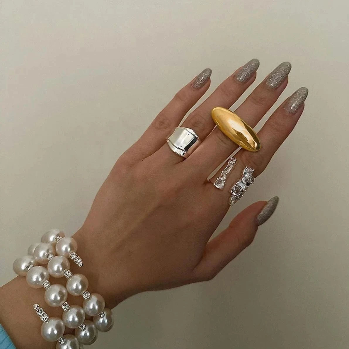 rings Geometric High Polished Chunky Punk Ring