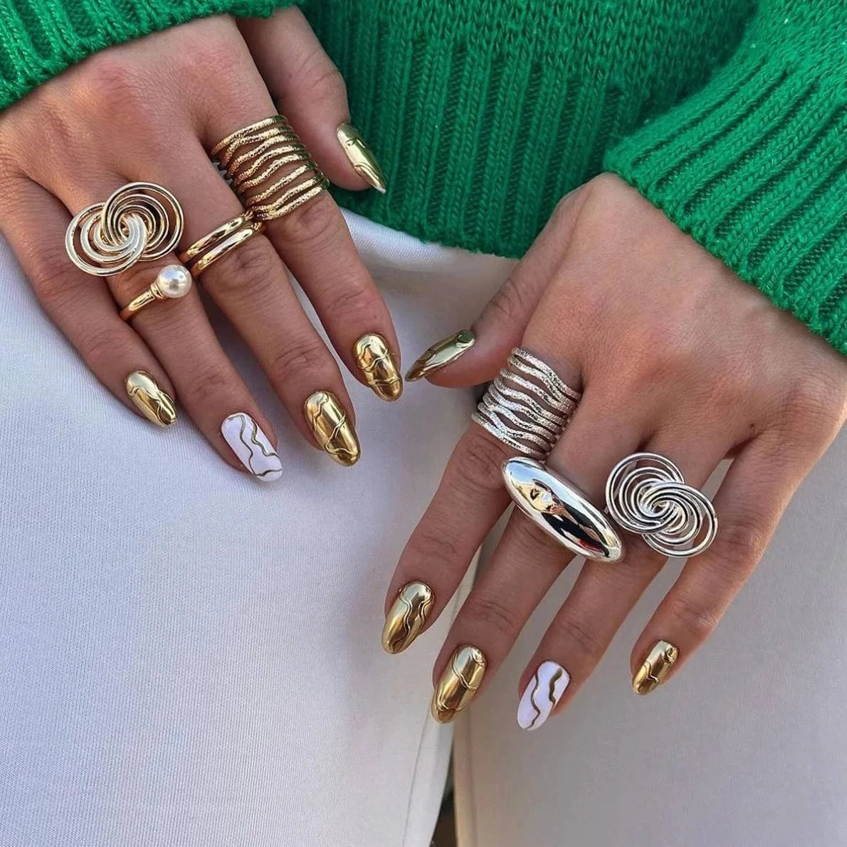 rings Geometric High Polished Chunky Punk Ring