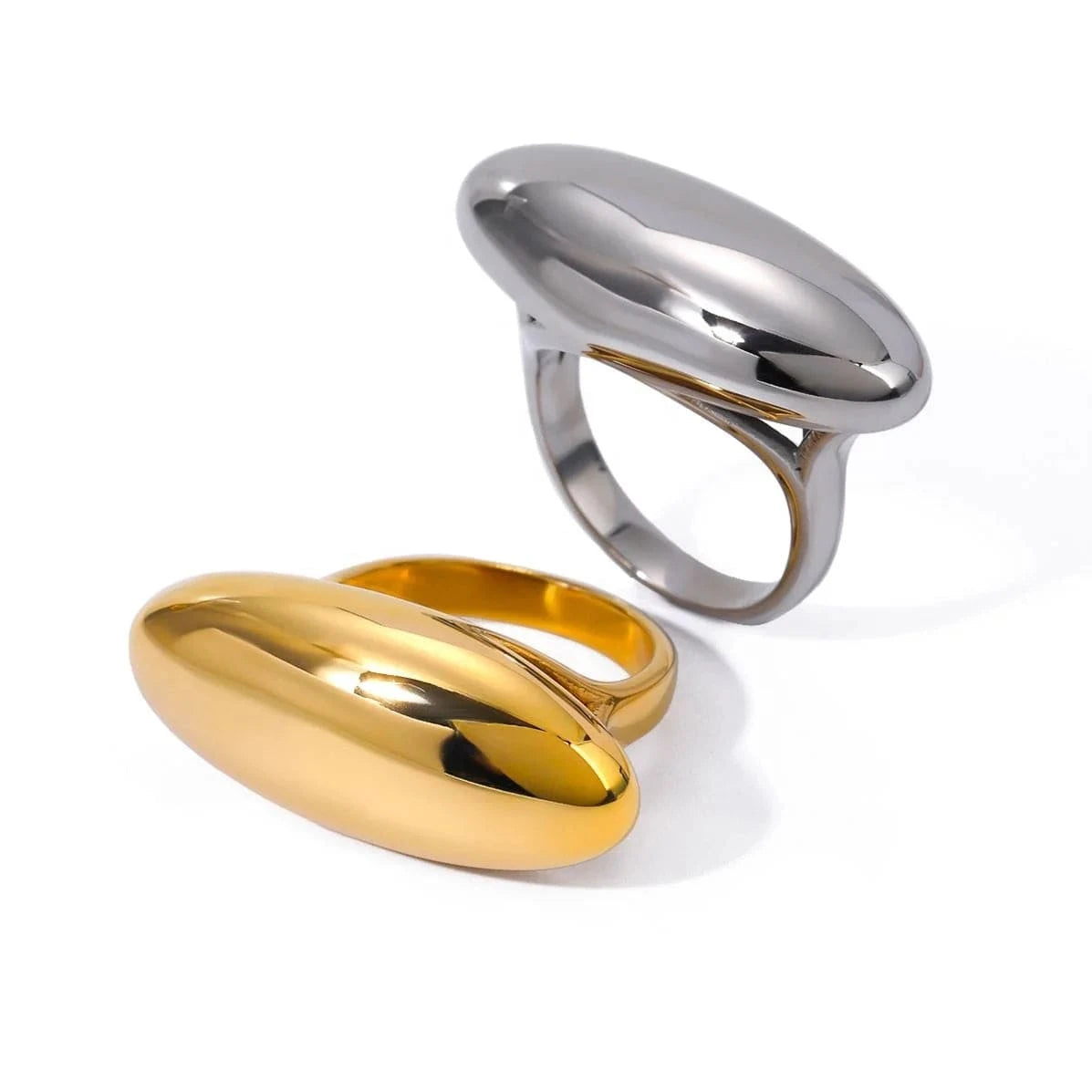 rings Geometric High Polished Chunky Punk Ring