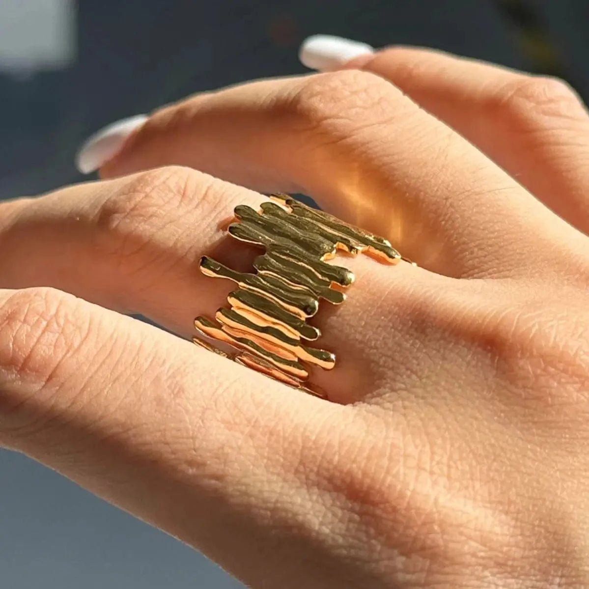 rings Resizable / minimalist / R2401 Geometric Asymmetrical Adjustable Open Rings