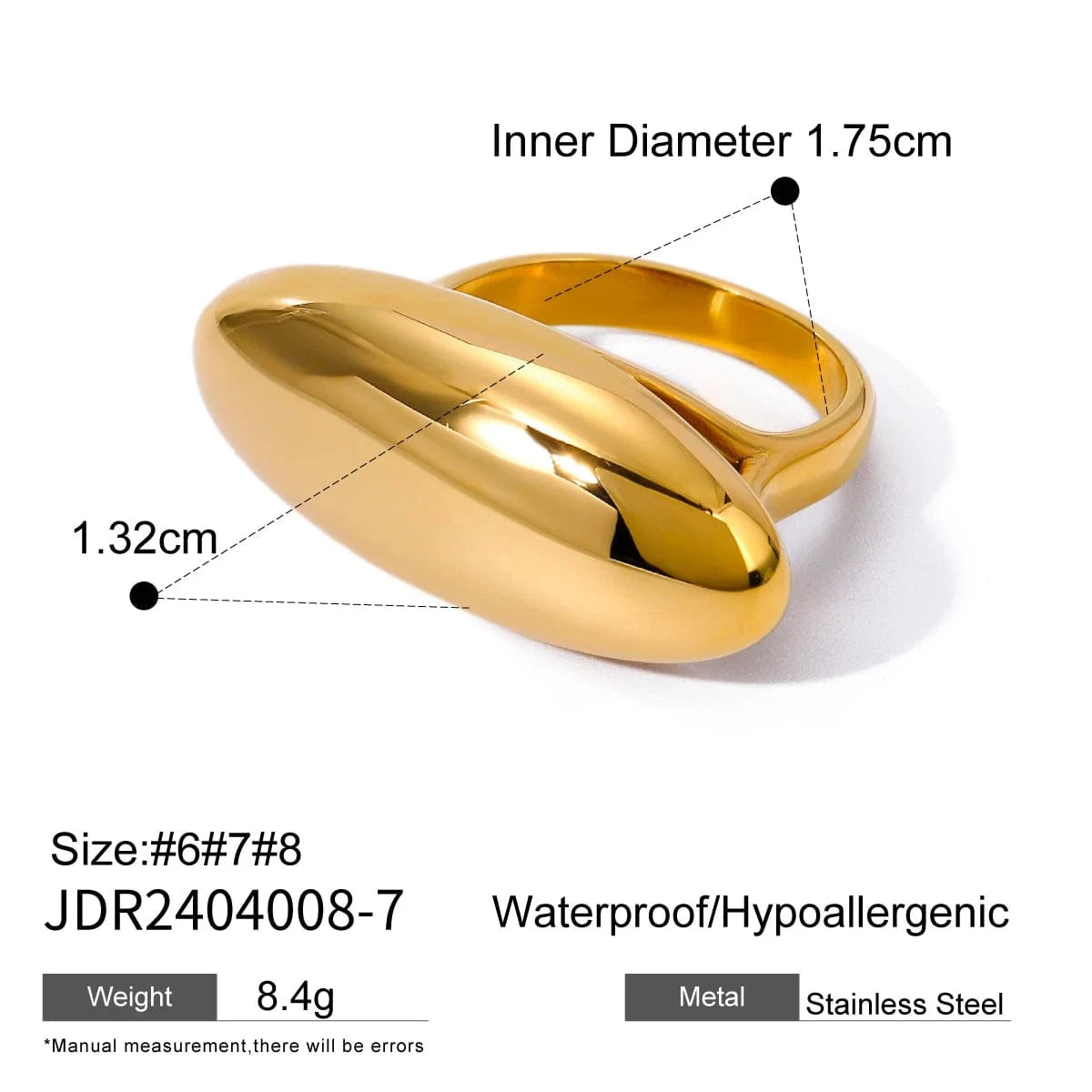 rings Resizable / Simple / R2604 Geometric High Polished Chunky Punk Ring